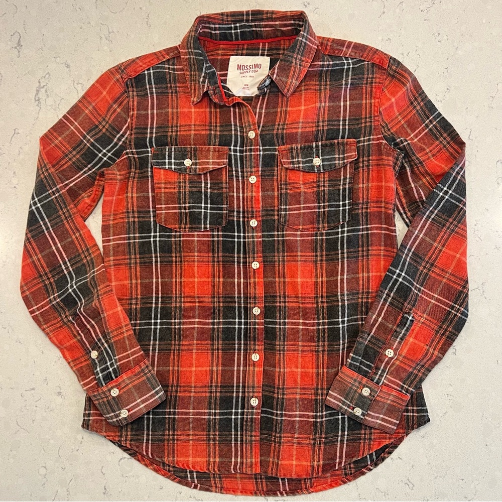 Mossimo Flannel - orange/black/white - M